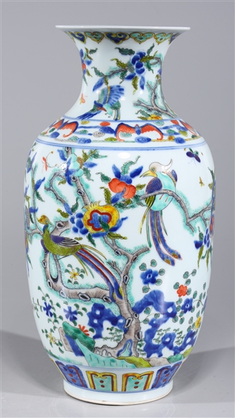 Appraisal: Chinese famille verte enameled porcelain vase with birds trees bats