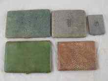 Appraisal: A collection of five shagreen covered cigarette match cases