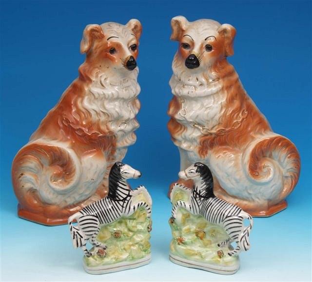 Appraisal: Two Staffordshire zebra each in height together with two Staffordshire