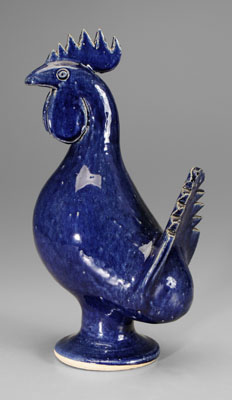 Appraisal: Edwin Meaders rooster White County Georgia born blue-glazed stoneware marked