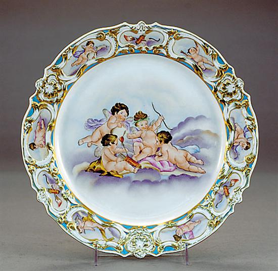 Appraisal: Eight Rococo style porcelain chargers shaped rim with reserves of