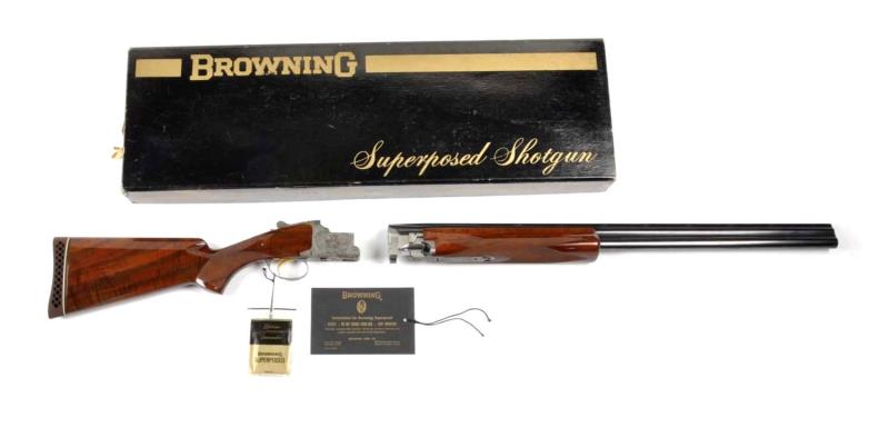 Appraisal: Boxed Belgium Browning Superposed O U Shotgun Serial This is