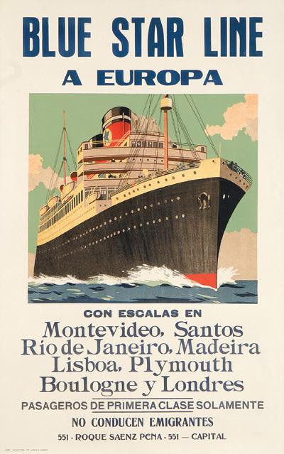 Appraisal: ANONYMOUS BLUE STAR LINE A EUROPA lithograph in colours c