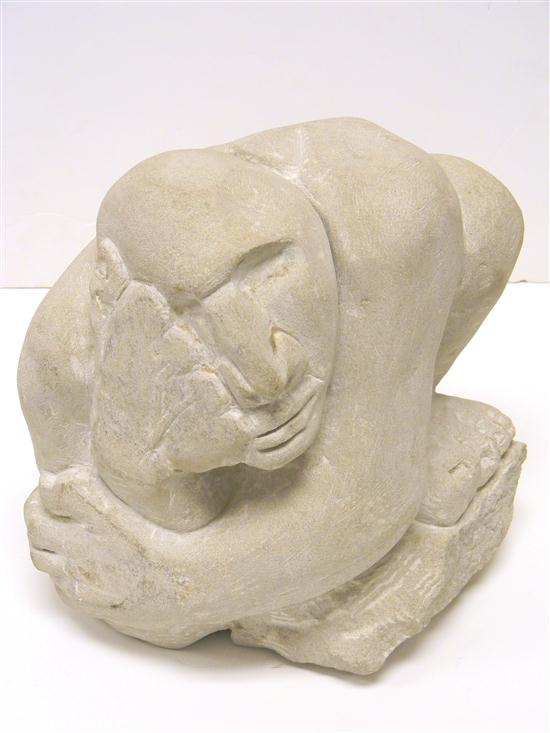 Appraisal: Unsigned stone sculpture possibly by Donna Dukess grey stone cube