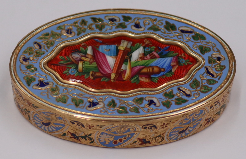 Appraisal: GOLD CONTINENTAL KT GOLD AND ENAMEL BOX Continental kt gold