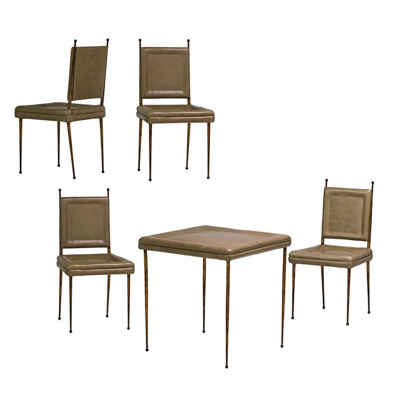 Appraisal: COLETTE GUEDEN Attr Card table and four chairs Condition Report