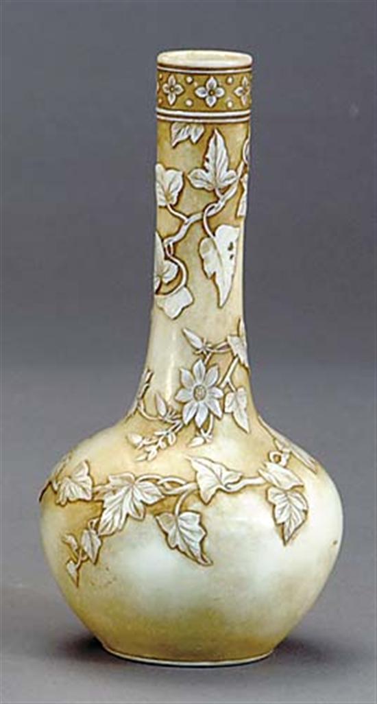 Appraisal: Thomas Webb and Sons ivory vase late th century tapered