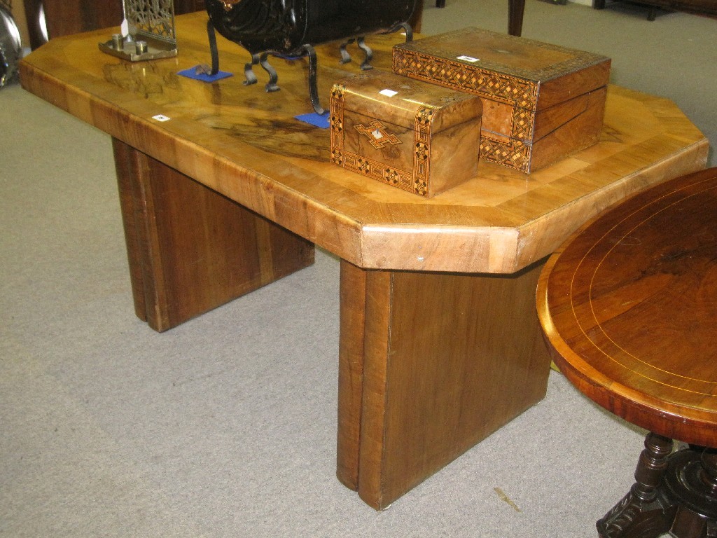 Appraisal: Art Deco walnut veneered dining table