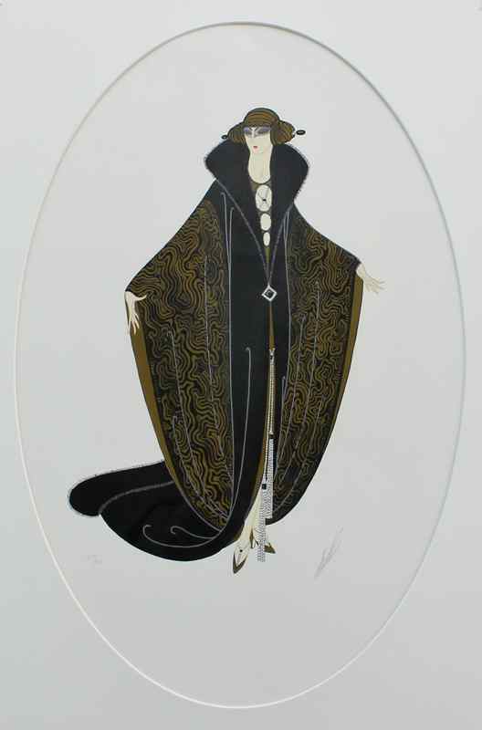 Appraisal: ERTE Russian - Golden Cloak Lithograph sight size oval ''