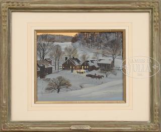 Appraisal: THOMAS M HOYNE American - CAROLER'S OUTSIDE A WOODSTOCK VERMONT