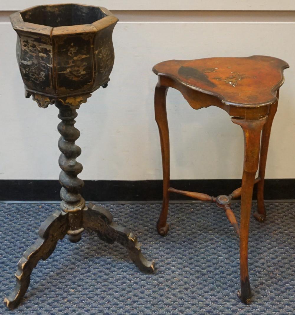 Appraisal: English Chinoiserie Decorated Trefoil Table and a Tripod Fern Stand