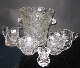 Appraisal: A COLLECTION OF SIX PIECES OF CUT CRYSTAL an ice