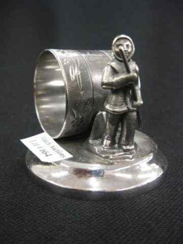 Appraisal: Victorian Figural Silverplate Napkin Ring eskimo hunter design by Meriden