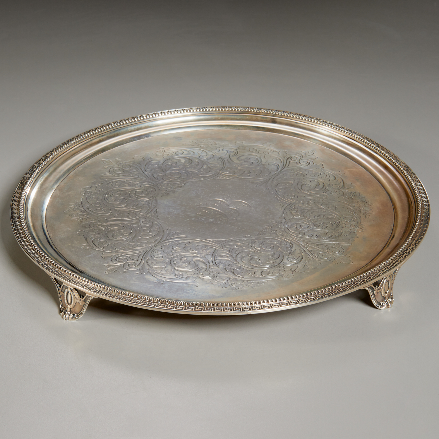 Appraisal: TIFFANY CO AMERICAN SILVER FOOTED TRAY c New York sterling