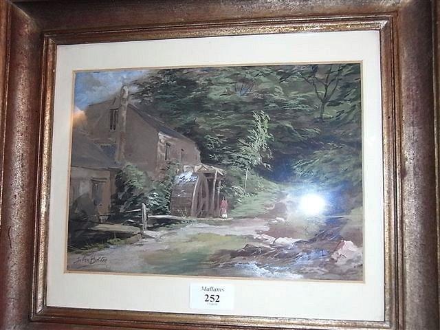 Appraisal: JOHN BOLTONA mill wheel and woodland scene pastel and gouache