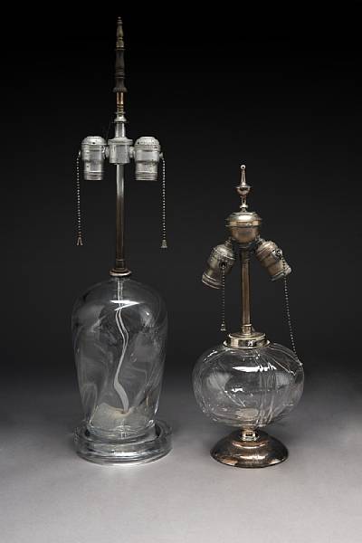 Appraisal: Two glass table lamps first half th century The first