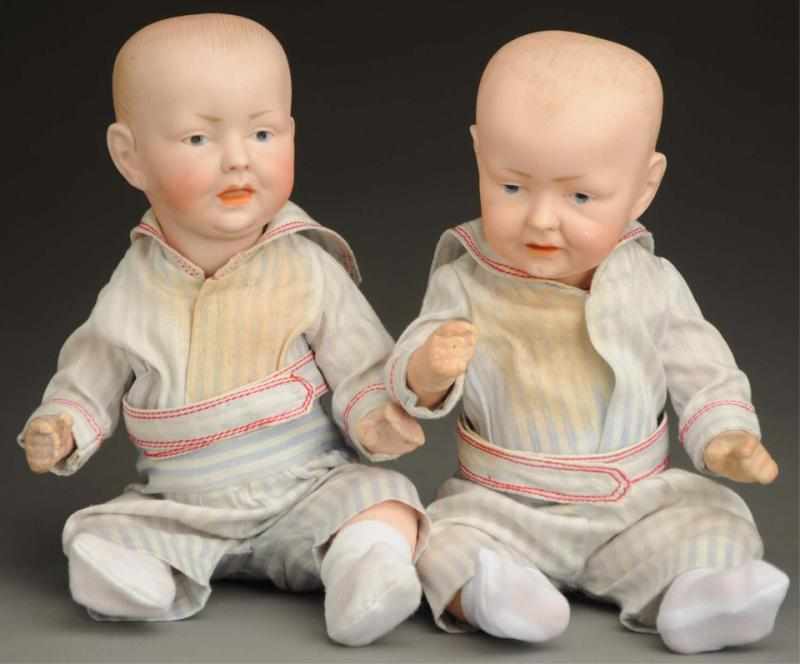 Appraisal: Lot of Character Baby Twins German bisque socket heads incised