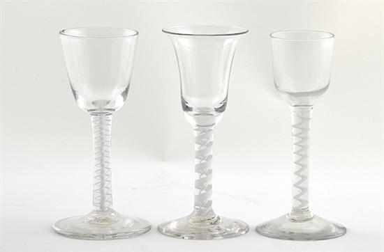 Appraisal: Fine Georgian opaque-twist wine glasses circa - each with small