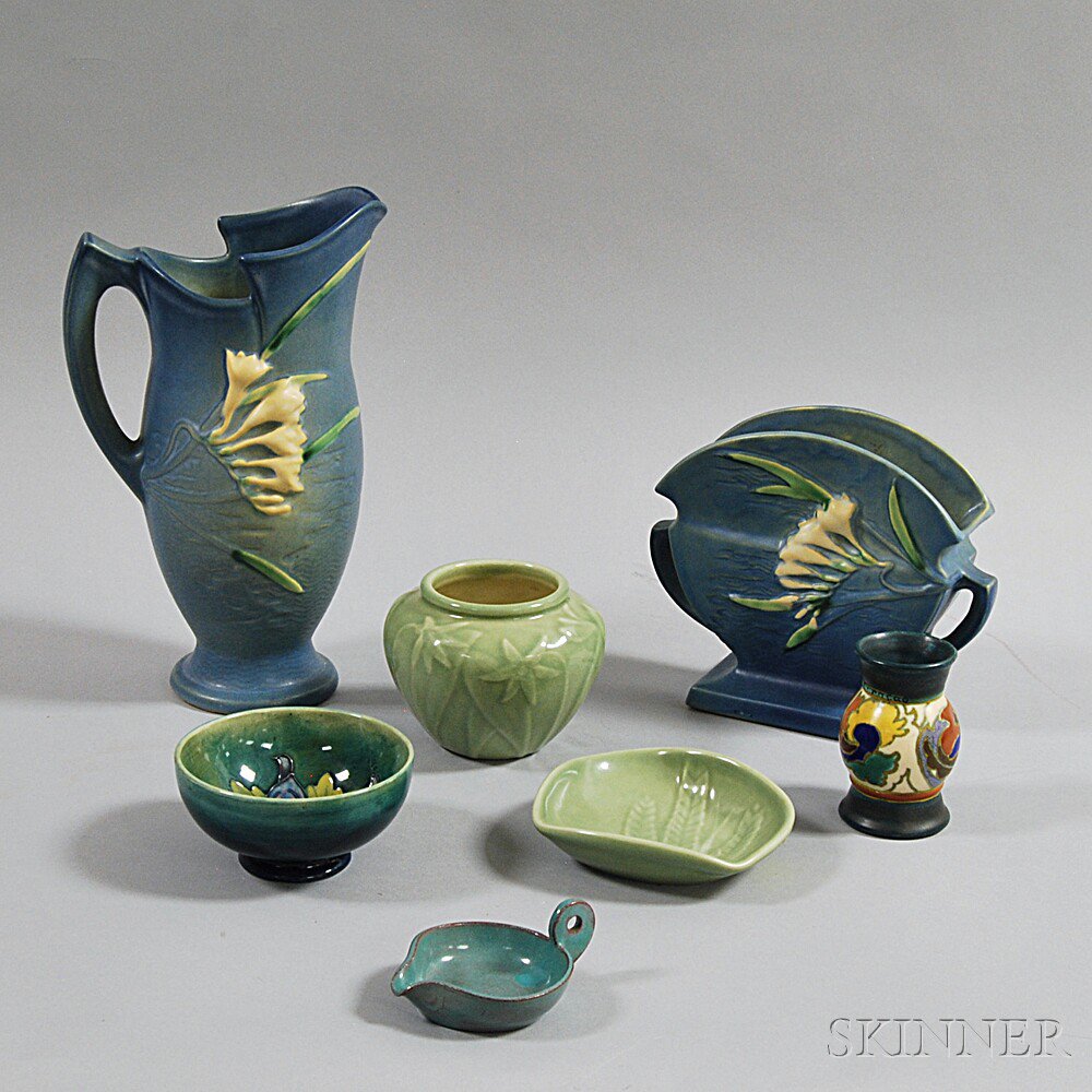 Appraisal: Seven Pieces of Mostly American Art Pottery th century a