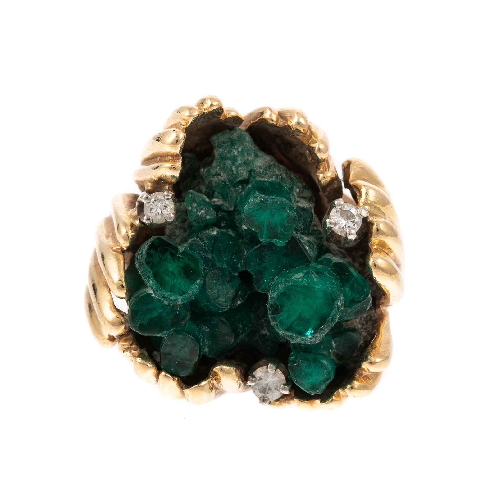 Appraisal: A K S CHATHAM CRYSTAL EMERALD RING K yellow gold