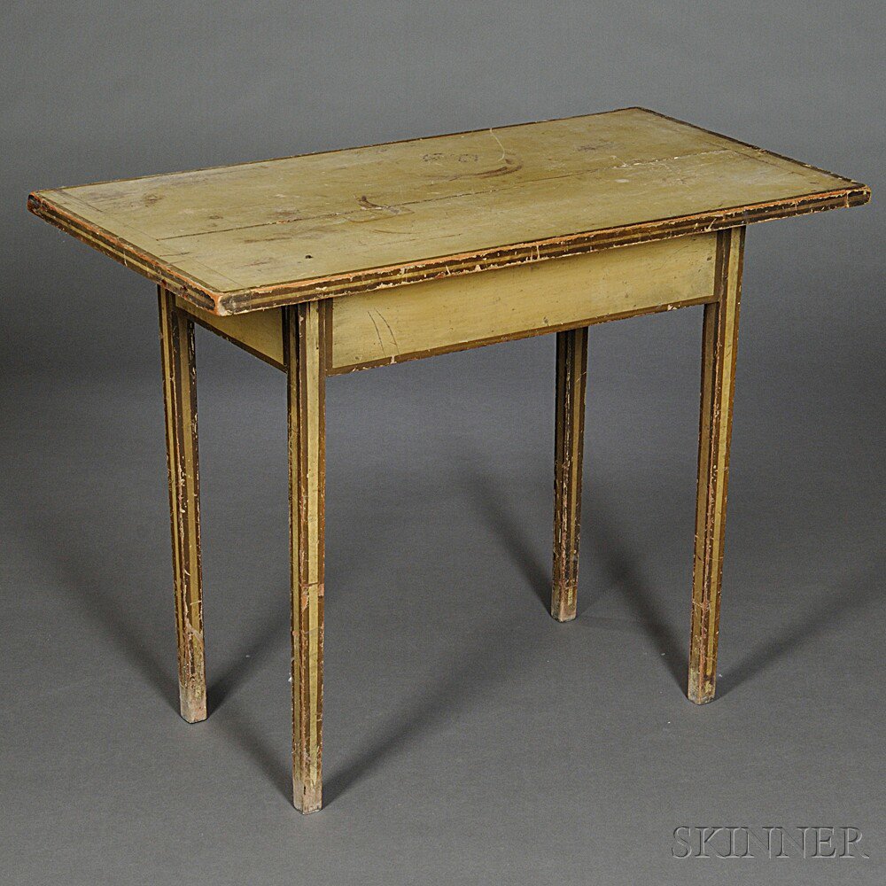 Appraisal: Federal Yellow-painted Side Table probably New England early th century