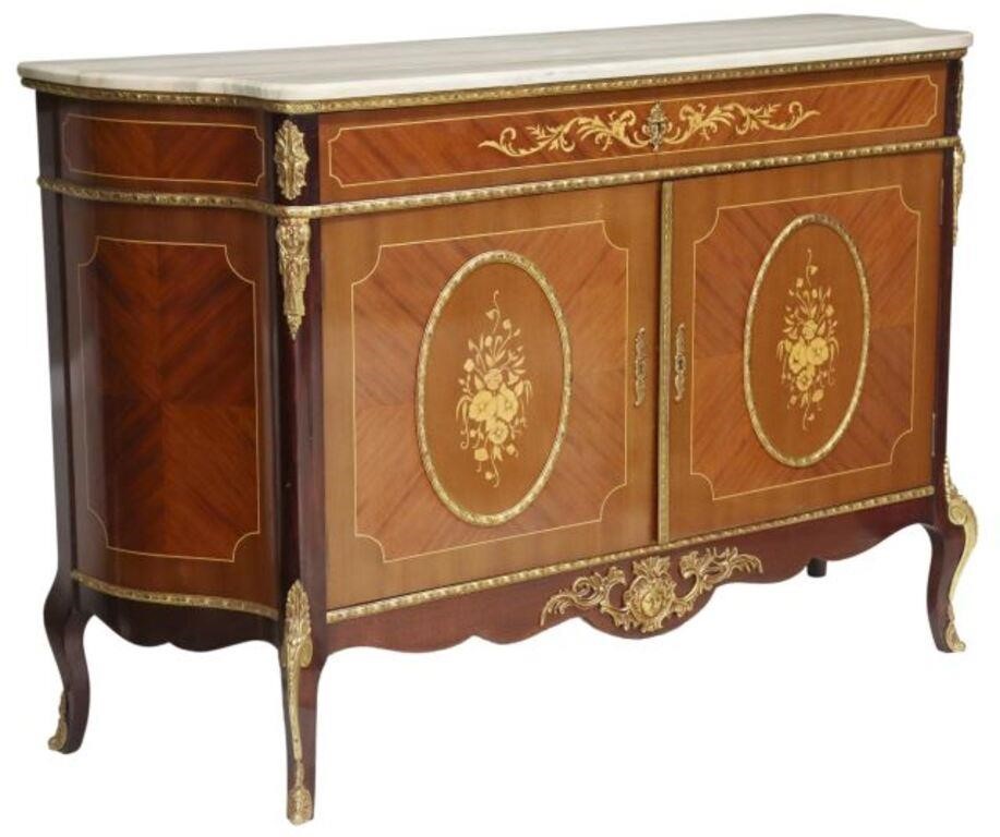 Appraisal: Louis XV style mahogany sideboard th c shaped marble top