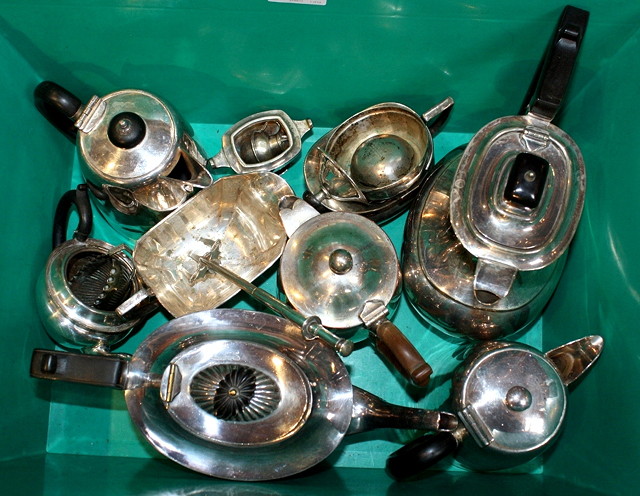 Appraisal: A MIXED LOT OF SILVER PLATE TO INCLUDE three teapots