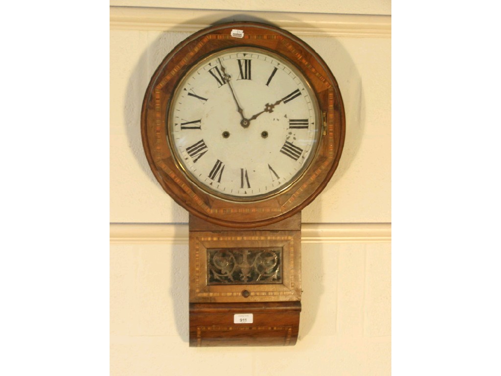 Appraisal: A Victorian drop dial wall clock in Tunbridge style inlaid