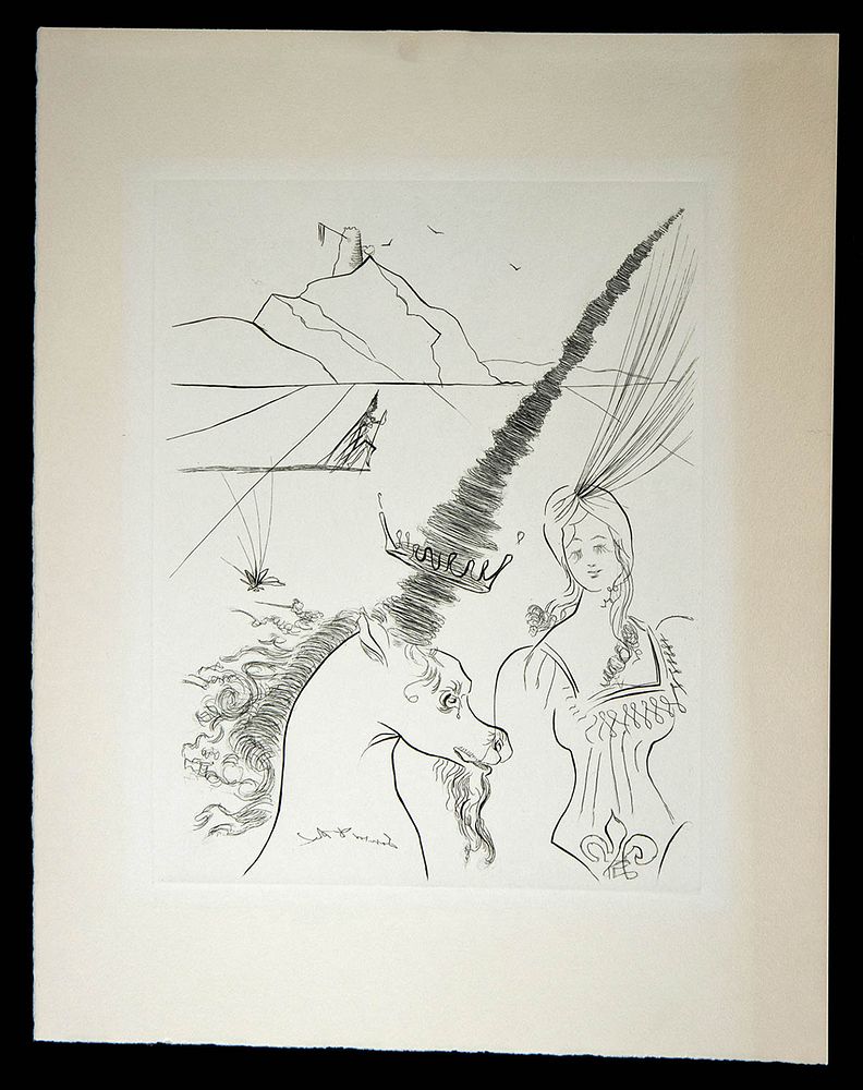 Appraisal: Salvador Dali Etching - The Lady and the Unicorn s