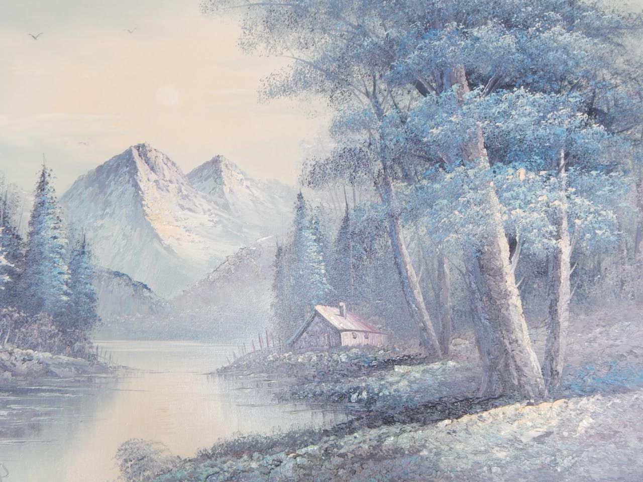 Appraisal: L Cottings Winter Alpine scene with cottage oil on canvas