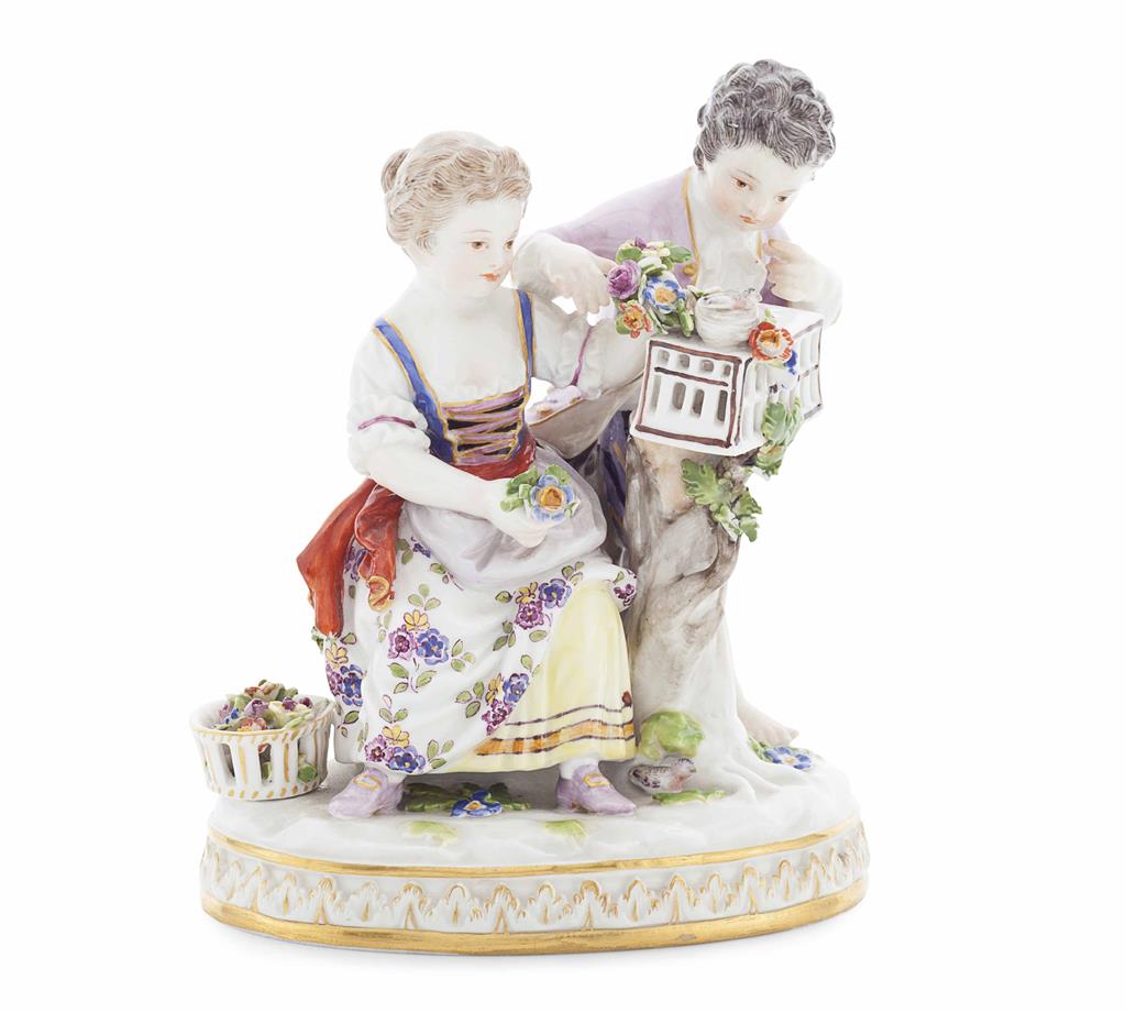 Appraisal: MEISSEN PORCELAIN FIGURE GROUP TH CENTURY modelled as children playing