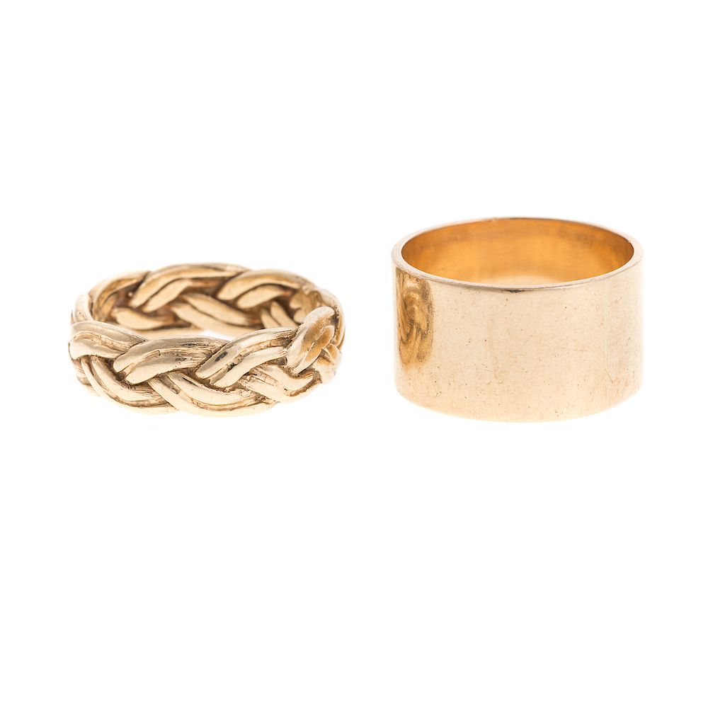 Appraisal: A Pair of Wide K Yellow Gold Bands K yellow