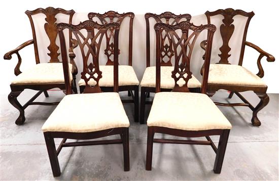 Appraisal: Six Chippendale style chairs assembled set of two arm and