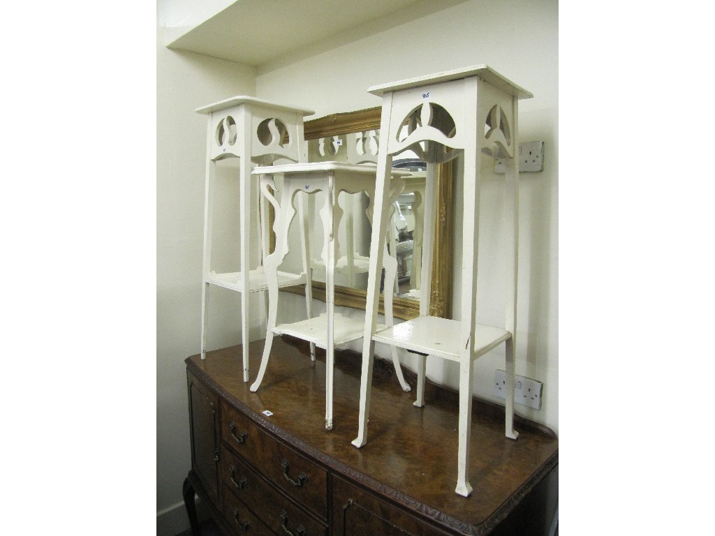 Appraisal: Four Art Nouveau painted plant stands