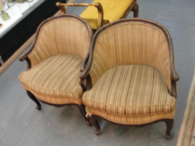 Appraisal: Pair of Upholstered Art Deco Club Chairs From a New