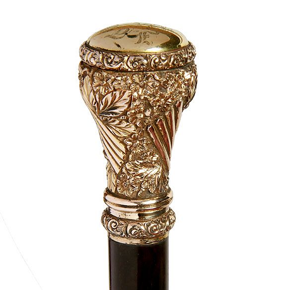 Appraisal: Gold Presentation Cane Exclusive on Bidsquare Dated - Gold knob