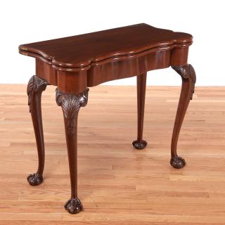 Appraisal: George III carved mahogany games table George III carved mahogany