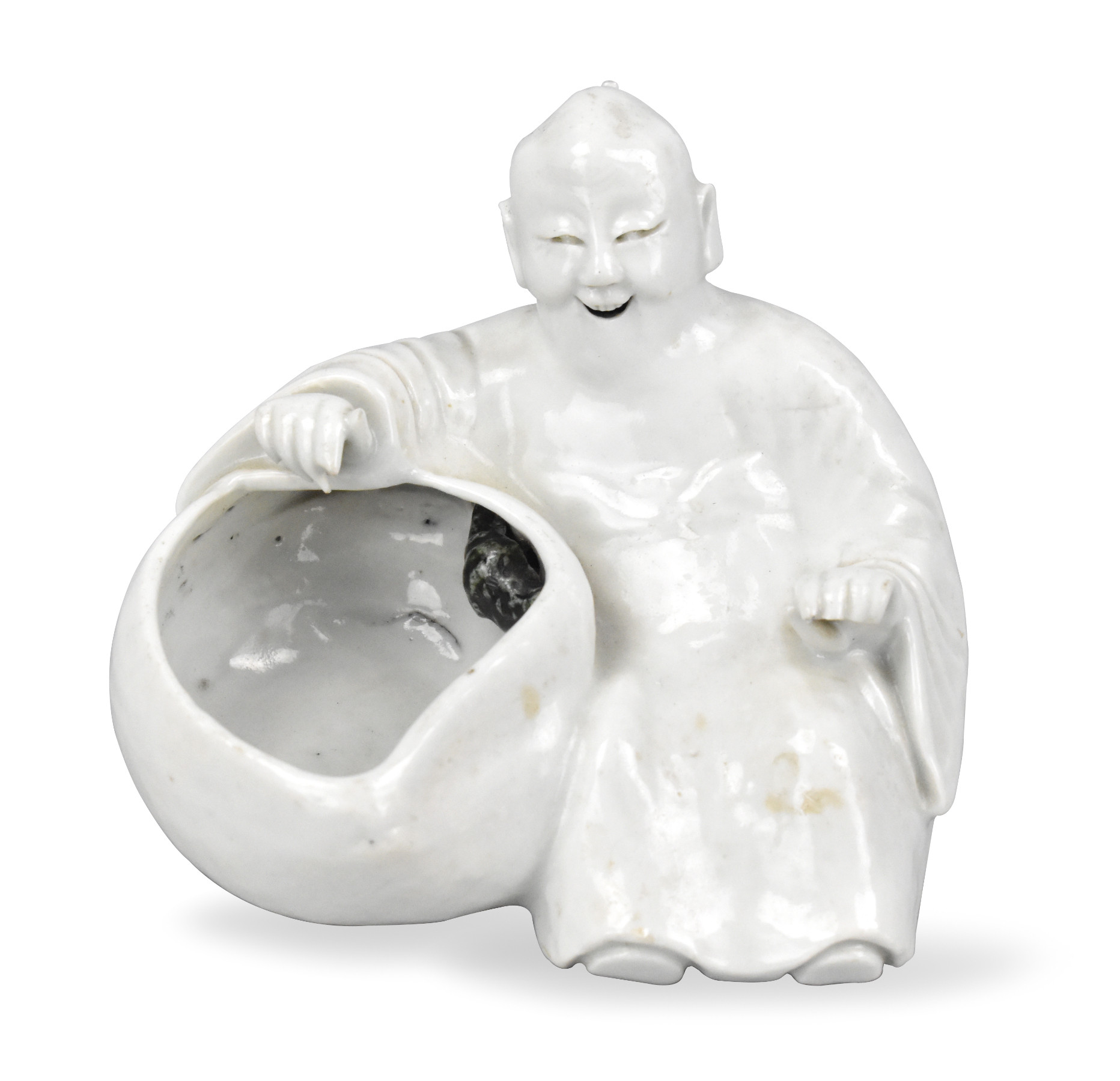 Appraisal: A Chinese white glazed porcelain waterpot with smiling seated figure