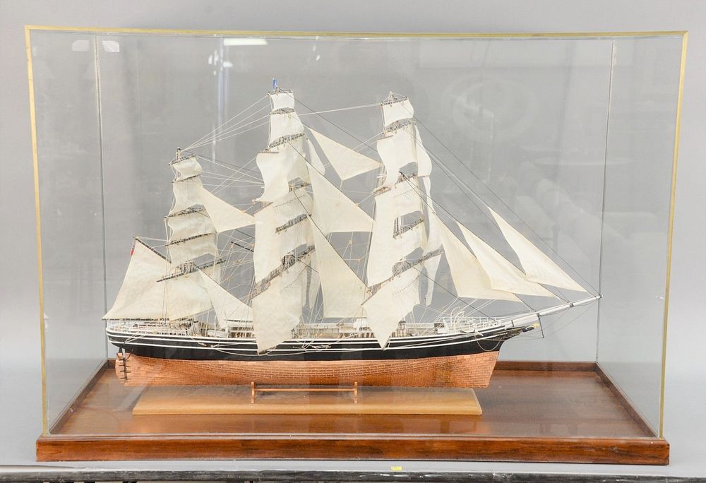 Appraisal: Cased model clipper ship Cutty Sark case ht wd dp