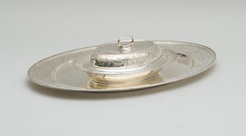 Appraisal: AMERICAN MONOGRAMMED SILVER OVAL TRAY AND A MATCHING VEGETABLE DISH