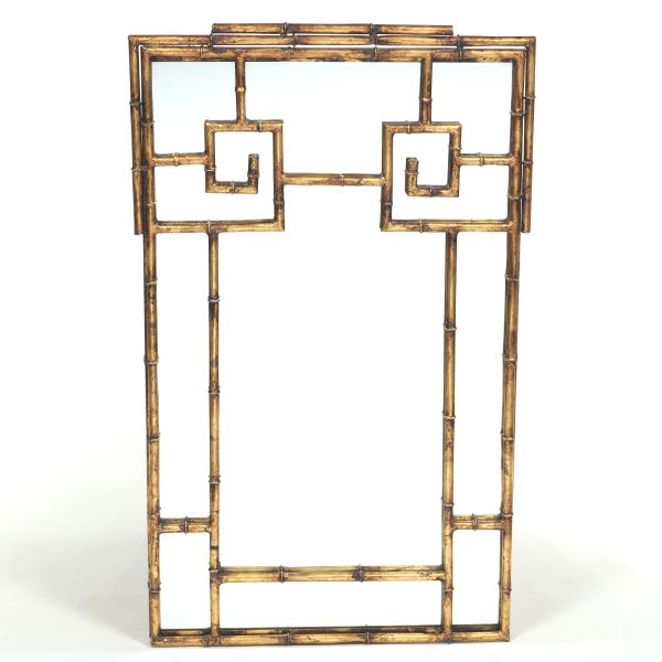 Appraisal: GILT METAL FAUX BAMBOO MIRROR x Gilt metal faux bamboo