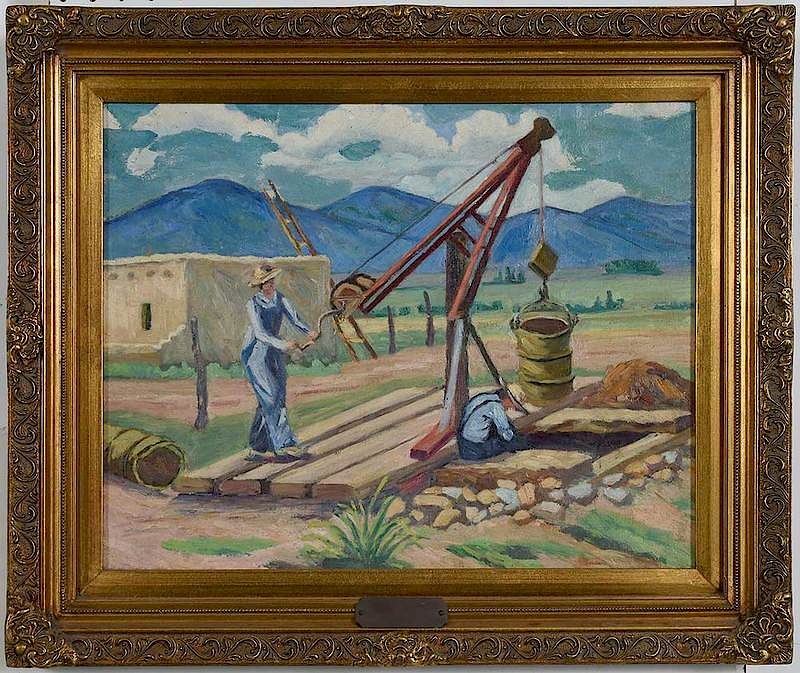 Appraisal: Laura Hoernig American th century Southwestern Scene unsigned oil on