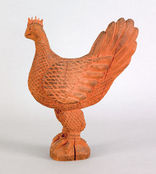 Appraisal: Aaron Mountz Pennsylvania - carved pine figure of a rooster