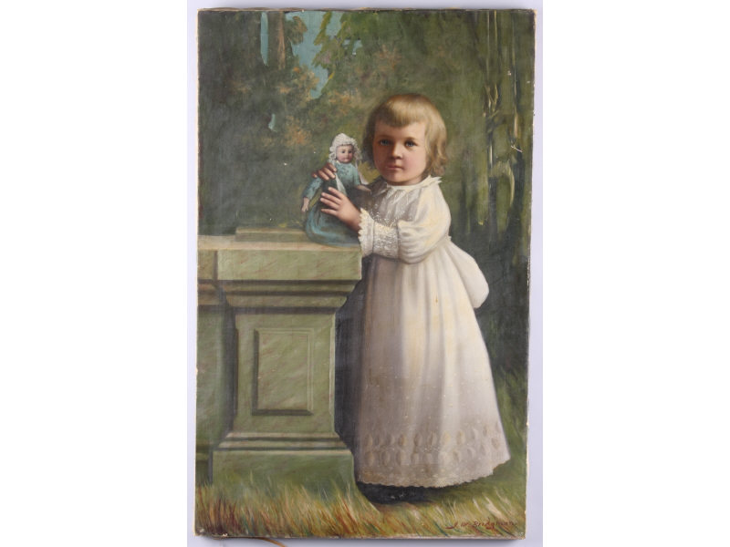 Appraisal: J W Bridgman th c Young Girl with Doll oil