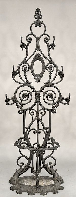 Appraisal: Victorian iron hall rack no mirror ht in wd in