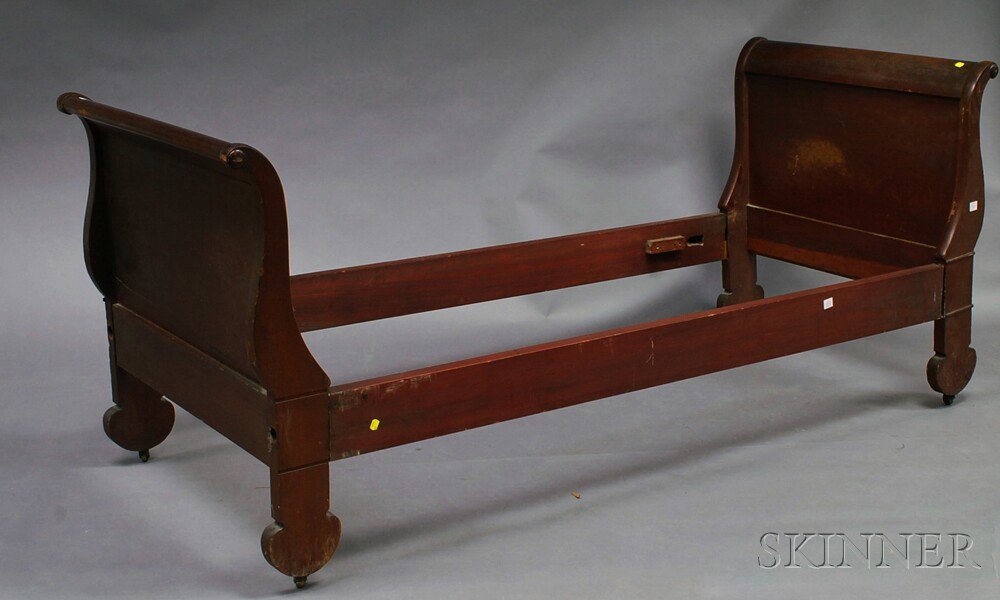 Appraisal: Brown-painted Sleigh Bed lacking rails ht wd in Estimate -