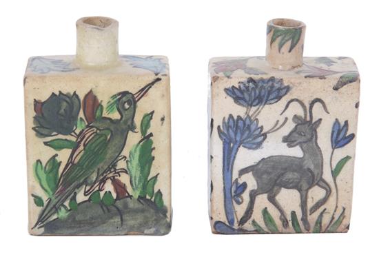 Appraisal: Pair Asian decorated ceramic bottles probably th century H W