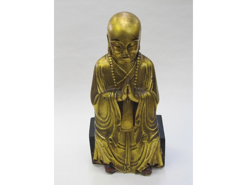 Appraisal: Gilt carved wooded figure of Buddha