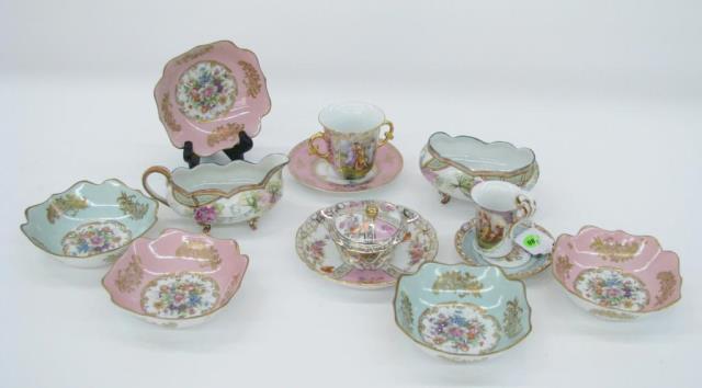 Appraisal: A group of decorated porcelain including set of five hand