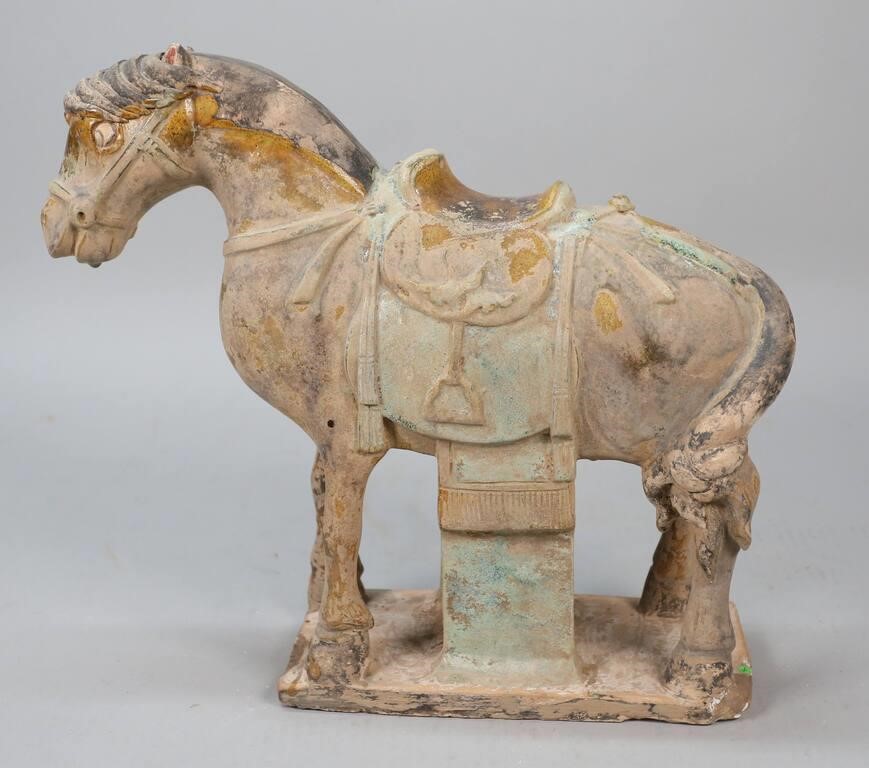 Appraisal: Chinese terra cotta pottery Tang style horse H x L